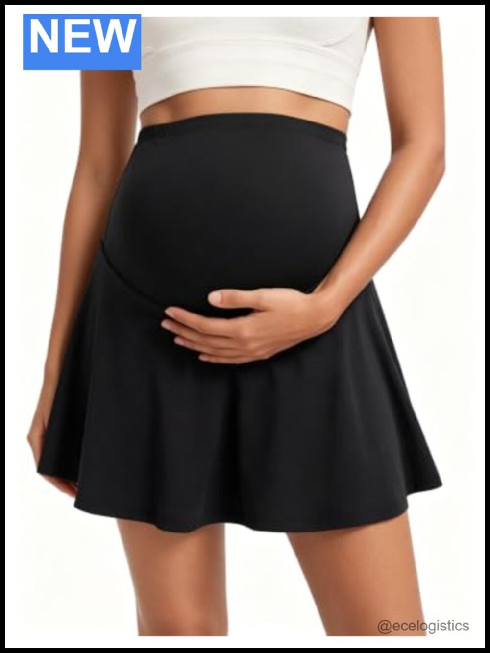 Maternity Athletic Skirt Skort with Built-in Shorts & Pockets